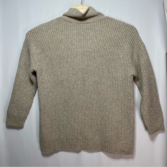 Talbots Shawl Collar Shaker Stitch Pullover Beige V-Neck Long Sleeve Sweater L - Picture 4 of 10